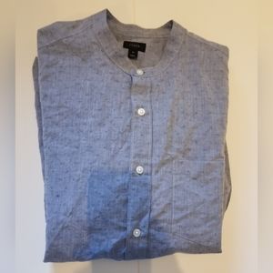 Band-collar shirt in diamond dobby chambray men's medium